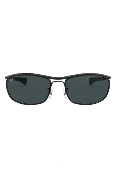Ray Ban 62mm Oversize Rectangular Sunglasses In Black
