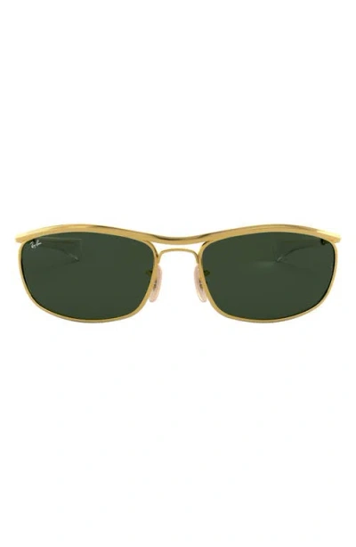 Ray Ban Ray-ban 62mm Oversize Rectangular Sunglasses In Gold
