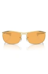 Ray Ban Ray-ban 62mm Oversize Rectangular Sunglasses In Gold Flash