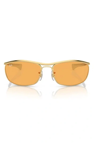 Ray Ban Ray-ban 62mm Oversize Rectangular Sunglasses In Gold Flash