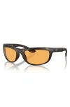 Ray Ban 62mm Oversize Rectangular Sunglasses In Matte Havana