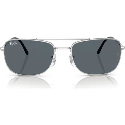 Ray Ban Ray-ban 62mm Rectangular Sunglasses In Silver