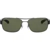 Ray Ban Ray-ban 64mm Polarized Oversize Square Sunglasses In Gunmetal/green
