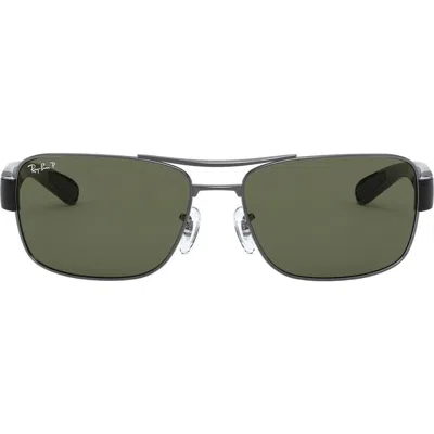 Ray Ban Ray-ban 64mm Polarized Oversize Square Sunglasses In Gunmetal/green