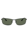 Ray Ban Ray-ban 64mm Rectangular Sunglasses In Black/green