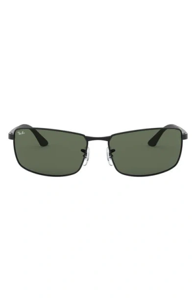 Ray Ban Ray-ban 64mm Rectangular Sunglasses In Black/green