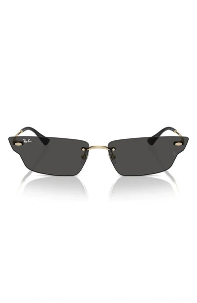 Ray Ban 66mm Anh Frameless Butterfly Sunglasses In Gold/black