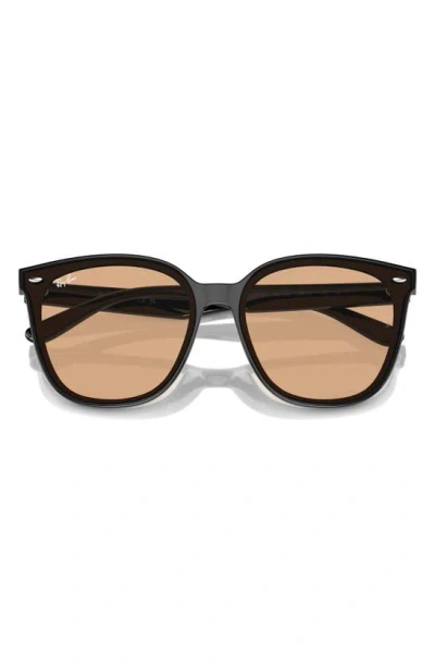 Ray Ban 66mm Oversize Irregular Sunglasses In Black