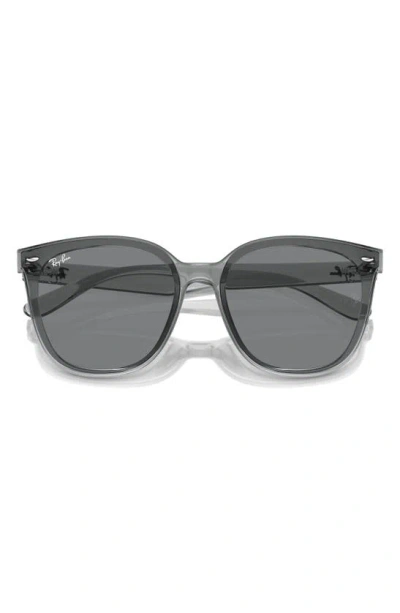 Ray Ban 66mm Oversize Irregular Sunglasses In Transparent Grey
