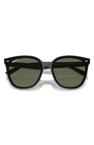 Ray Ban 66mm Polarized Oversize Irregular Sunglasses In Black