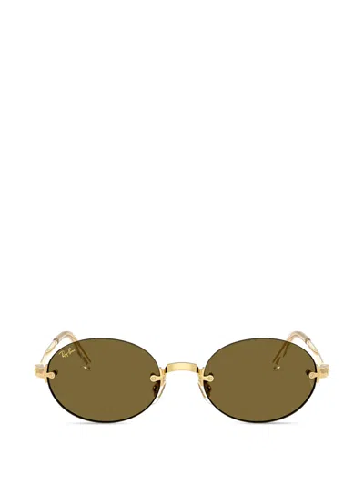 Ray Ban A$ap Rocky Rimless Oval-frame Sunglasses In Gold