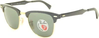 Pre-owned Ray Ban Aluminum Clubmaster Rb3507 136 N5 Black Polar Green 51mm Sunglasses