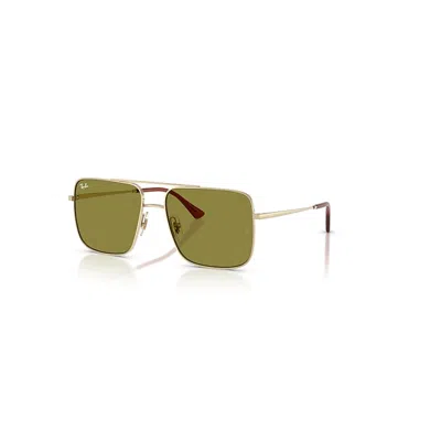 Ray Ban Ari Bio-based Sunglasses Pale Gold Frame Green Lenses 56-16 In Hellgold