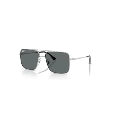 Ray Ban Ari Bio-based Sonnenbrillen Silber Fassung Grau Glas Polarisiert 56-16