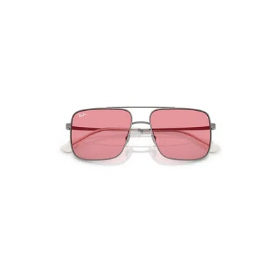 Ray Ban Ari Bio-based Sunglasses Gunmetal Frame Pink Lenses 56-16