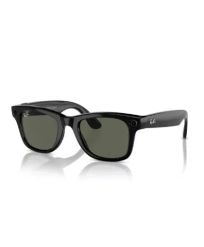 Pre-owned Ray Ban Authentic Ray-ban Meta Wayfarer Smart Sunglasses - Shiny Black/g15 Green