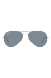 Ray Ban Aviator 55mm Sunglasses In Silver
