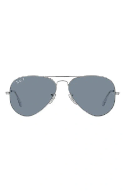 Ray Ban Aviator 55mm Sunglasses In Blue