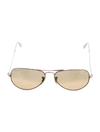 Pre-owned Ray Ban Aviator Aviator Sunglasses In Gold/white