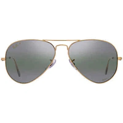 Pre-owned Ray Ban Aviator Chromance Silver/green Pilot Unisex Sunglasses Rb3025 9196g4 58 In Multi