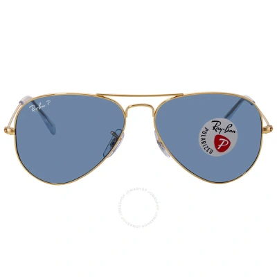 Ray Ban Aviator Classic Polarized Blue Unisex Sunglasses Rb3025 9196s2 55 In Blue / Gold