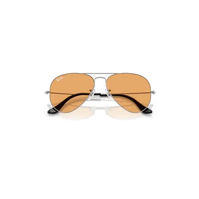 Ray Ban Aviator Classic Summer Capsule Sunglasses Gunmetal Frame Orange Lenses 58-14 In Gray