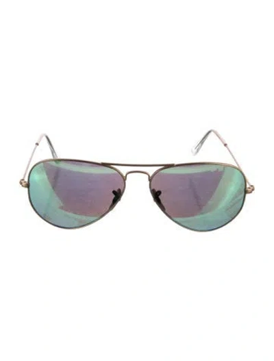 Pre-owned Ray Ban Aviator Flash Lenses Aviator Sunglasses