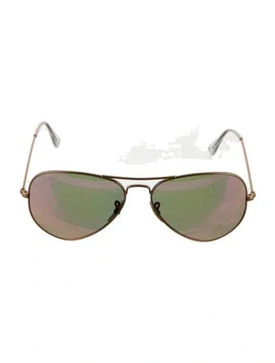 Pre-owned Ray Ban Aviator Flash Lenses Aviator Sunglasses In Gold