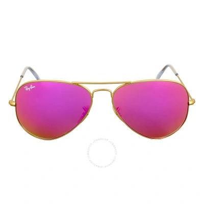 Ray Ban Aviator Flash Lenses Cyclamen Unisex Sunglasses Rb3025 112/4t 58 In Pink