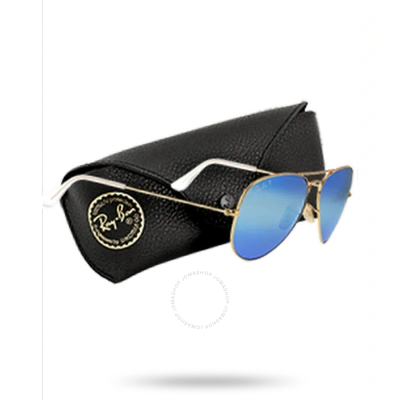 Ray Ban Aviator Flash Lenses Polarized Blue Unisex Sunglasses Rb3025 112/4l 58 In Blue / Gold