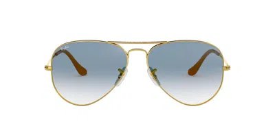 Ray Ban Aviator Gradient Sunglasses Gold Frame Blue Lenses 58-14 In 001/3f