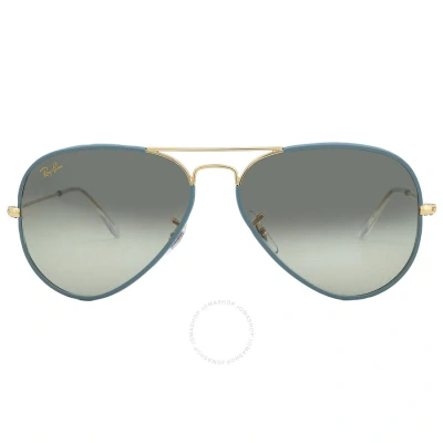 Ray Ban Aviator Full Color Legend Green/blue Gradient Unisex Sunglasses Rb3025jm 9196bh 58 In Gold / Green