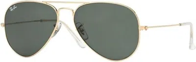 Pre-owned Ray Ban Ray-ban Aviator Gold/gray Green Sunglasses + Iwear Kit