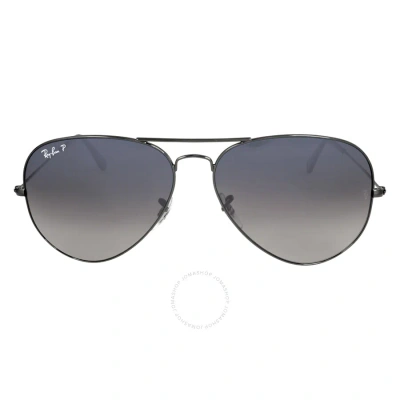 Ray Ban Aviator Gradient Polarized Blue/grey Pilot Unisex Sunglasses Rb3025 004/78 62 In Blue / Grey / Silver