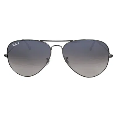 Ray Ban Aviator Gradient Polarized Blue/grey Pilot Unisex Sunglasses Rb3025 004/78 62 In Black