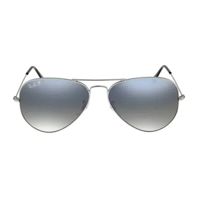 Ray Ban Aviator Gradient Polarized Blue/grey Unisex Sunglasses Rb3025 004/78 58 In Metallic