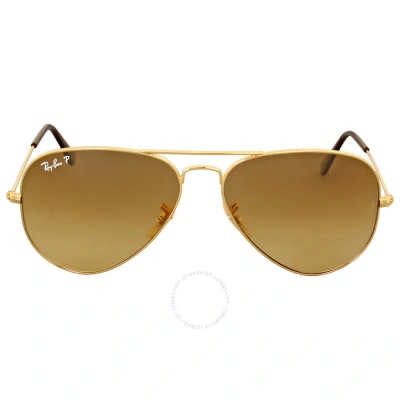 Ray Ban Aviator Gradient Polarized Brown Unisex Sunglasses Rb3025 001/m2 58 In Brown / Gold