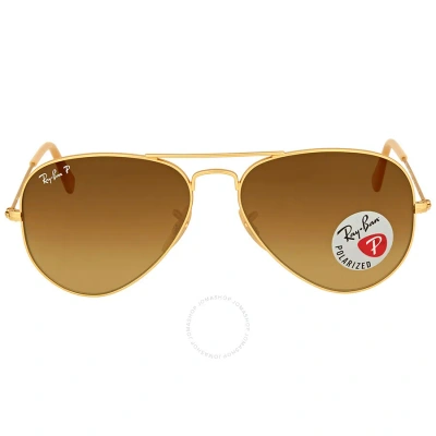 Ray Ban Aviator Gradient Polarized Brown Unisex Sunglasses Rb3025 112/m2 55 In Brown / Gold