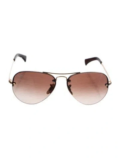 Pre-owned Ray Ban Aviator Gradient Sunglasses In Brown