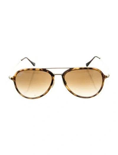 Pre-owned Ray Ban Aviator Gradient Sunglasses In Brown