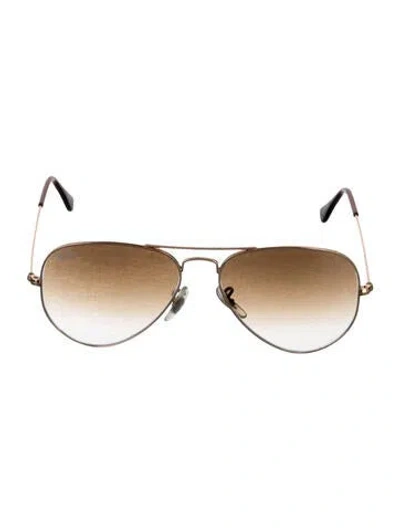 Pre-owned Ray Ban Aviator Gradient Sunglasses In Brown/gold