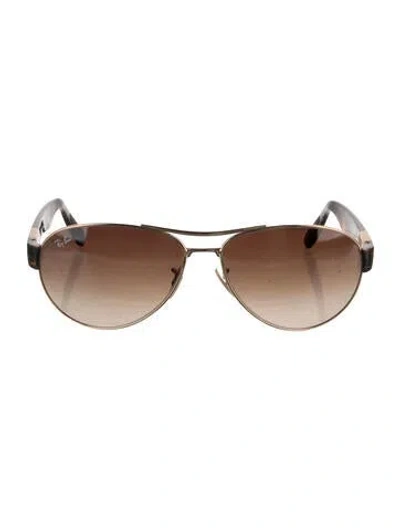 Pre-owned Ray Ban Aviator Gradient Sunglasses In Brown/gold