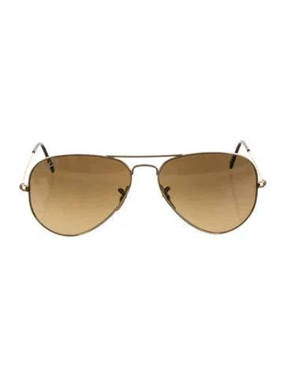 Pre-owned Ray Ban Aviator Gradient Sunglasses In Brown/gold