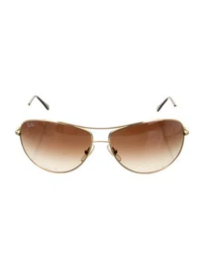 Pre-owned Ray Ban Aviator Gradient Sunglasses In Brown/gold