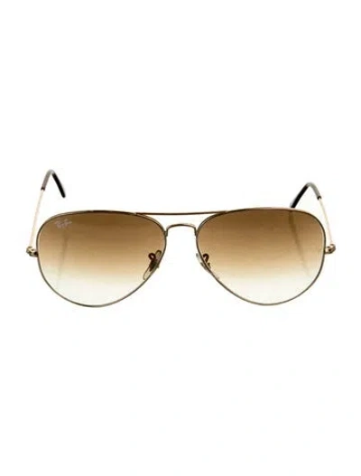 Pre-owned Ray Ban Aviator Gradient Sunglasses In Brown/gold/metallic