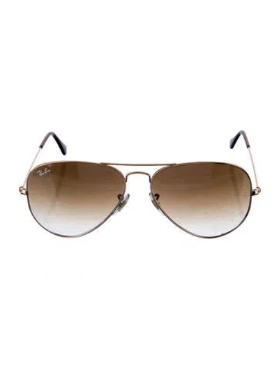 Pre-owned Ray Ban Aviator Gradient Sunglasses In Gold