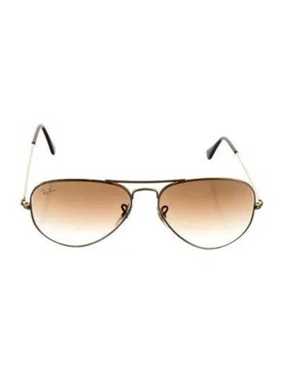 Pre-owned Ray Ban Aviator Gradient Sunglasses In Gold