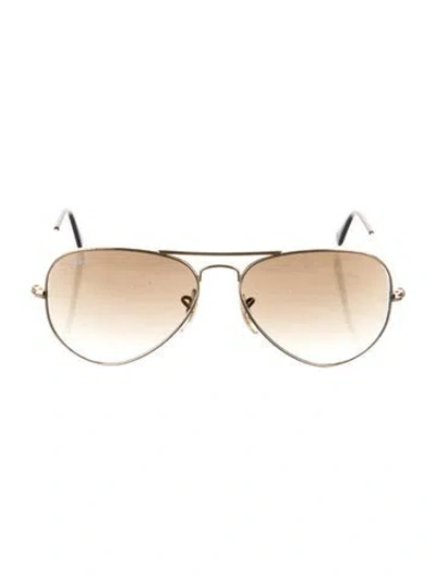 Pre-owned Ray Ban Aviator Gradient Sunglasses In Gold