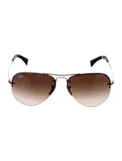 Pre-owned Ray Ban Aviator Gradient Sunglasses In Gold