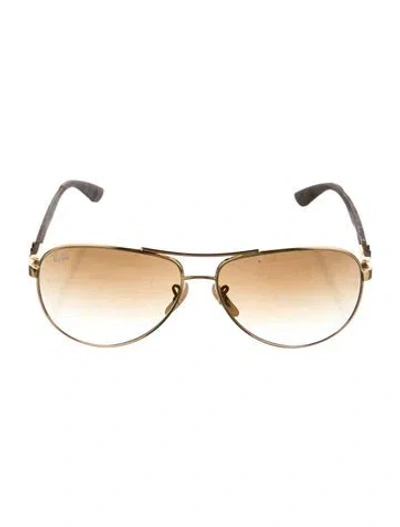 Pre-owned Ray Ban Aviator Gradient Sunglasses In Gold